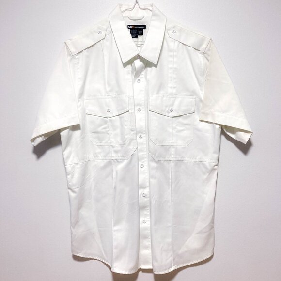 3 FOR $15 Mens uniform short sleeve shirt button down L White - Picture 1 of 13